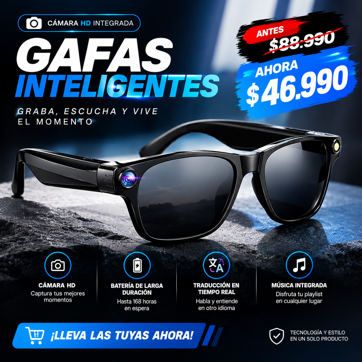 Lentes Inteligentes Bluetooth Audio HD & Manos Libres - Edición Vision Pro